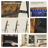 LEDREM 6-LED Lockable Jewelry Armoire with Mirror, 4 Wheels & Coat Rack – 45 Earring Slots, 60 Ring Holders, Rustic Brown and Black