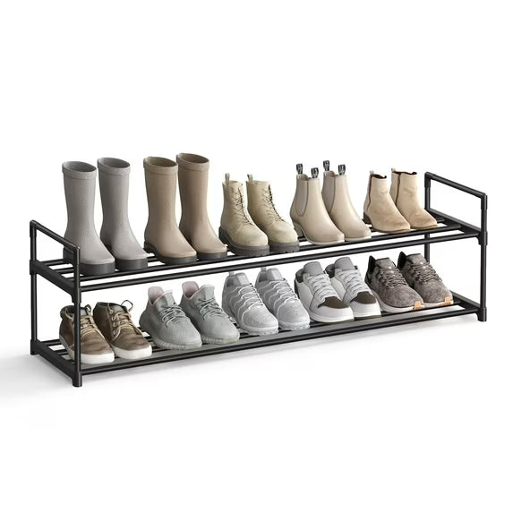 2-Tier Metal Shoe Rack for 12 Pairs - Easy Assembly, Durable Shoe Storage Solution for Entryway and Beyond
