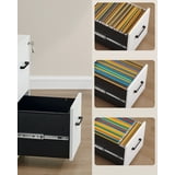 File Cabinet, 17.7''Dx 14.4''W Office Filing Cabinet with Lock, Pre-Assembled Except Wheels and Handles, White