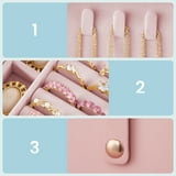 LEDREM 2-Layer Travel Jewelry Organizer Box, Compact & Portable with Removable Tray & Necklace Hooks, for Earrings, Rings, Bracelets, Jelly Pink
