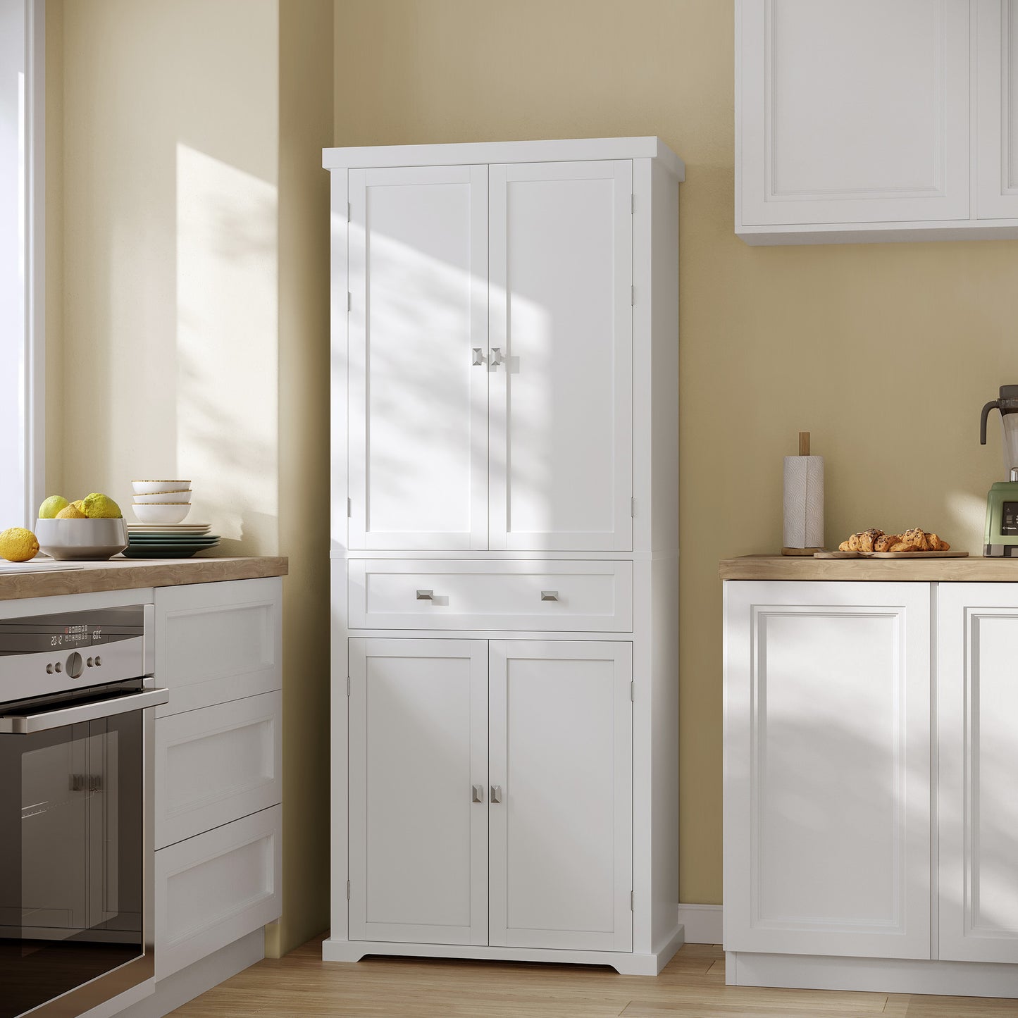 Pantry Cabinet, 71.7-Inch High Freestanding Tall Cupboard Storage Cabinet with Adjustable Shelves