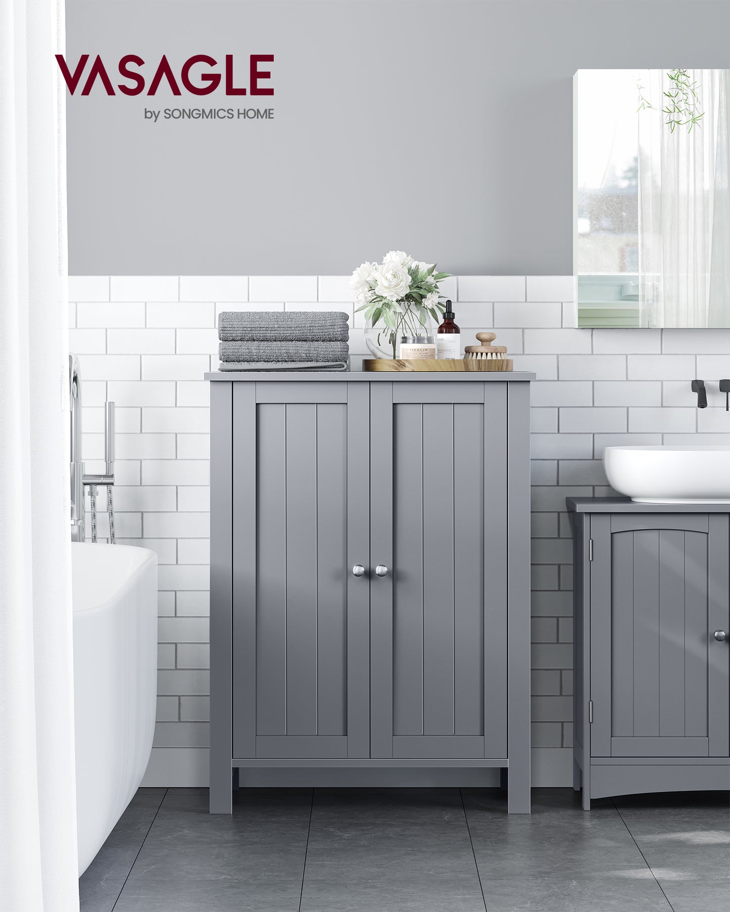 Small Storage Cabinet Fits Perfectly,Pedestal Sink Storage Cabinet ,Floor Storage Cabinet with 2 Adjustable Shelves