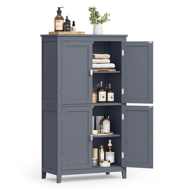 Bathroom Floor Storage Cabinet, Slate Gray