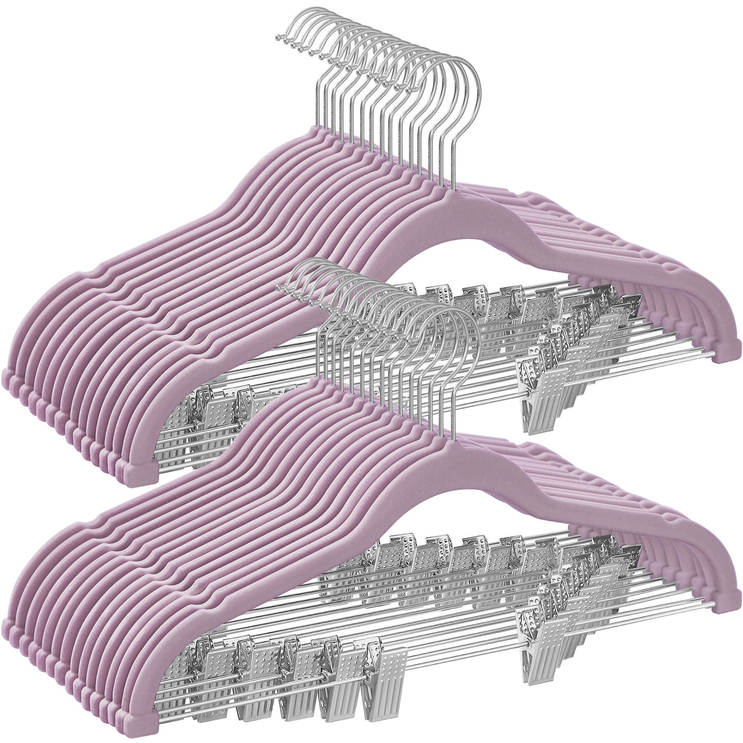 30-Pack Pants Hangers, 16.7-Inch Long Velvet Hangers with Adjustable Clips, Heavy-Duty, Non-Slip Skirt Hangers, Velvet Pants Hangers