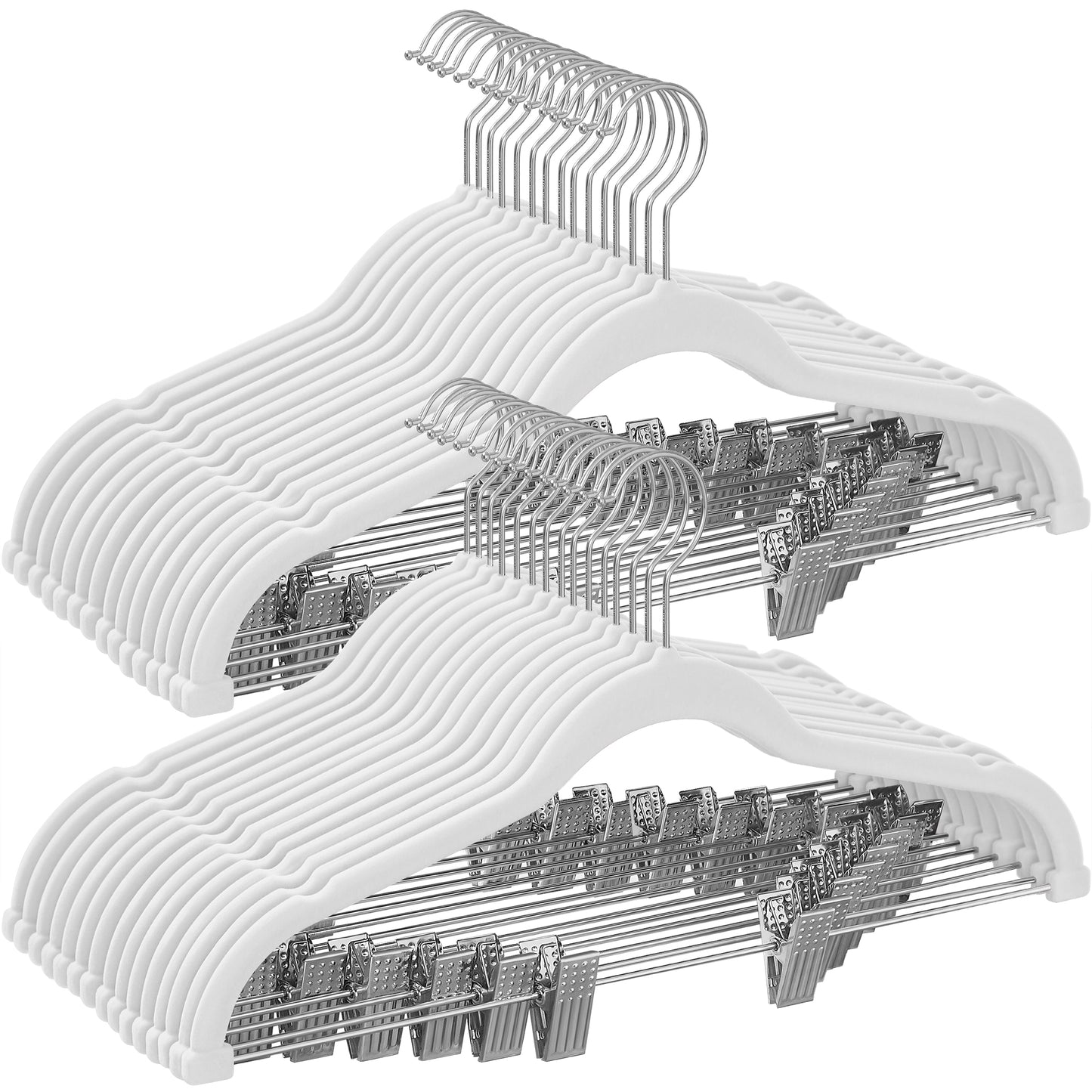 30-Pack Pants Hangers, 16.7-Inch Long Velvet Hangers with Adjustable Clips, Heavy-Duty, Non-Slip Skirt Hangers, Velvet Pants Hangers