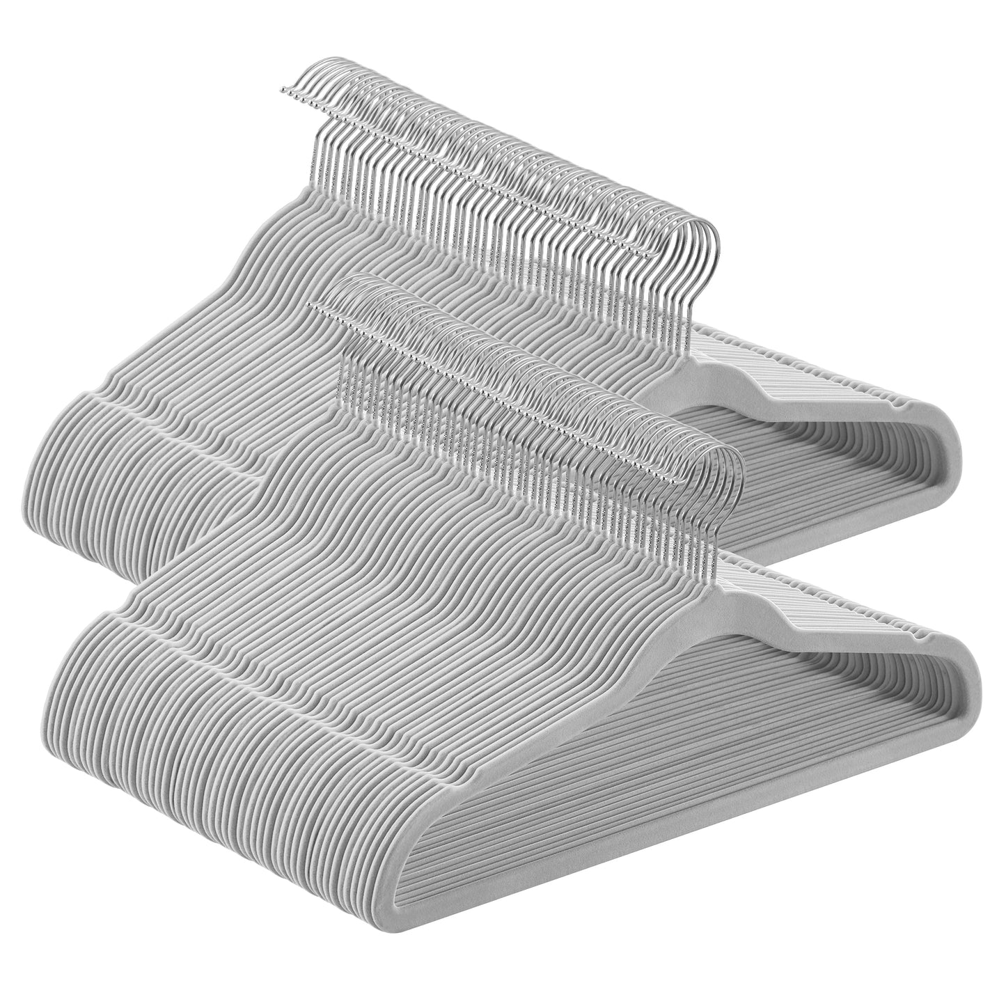 Velvet Hangers 100 Pack, Non-Slip Clothes Hangers with Silver-Colored Swivel Hooks, Slim Space-Saving for Closet, Heavy-Duty, Black