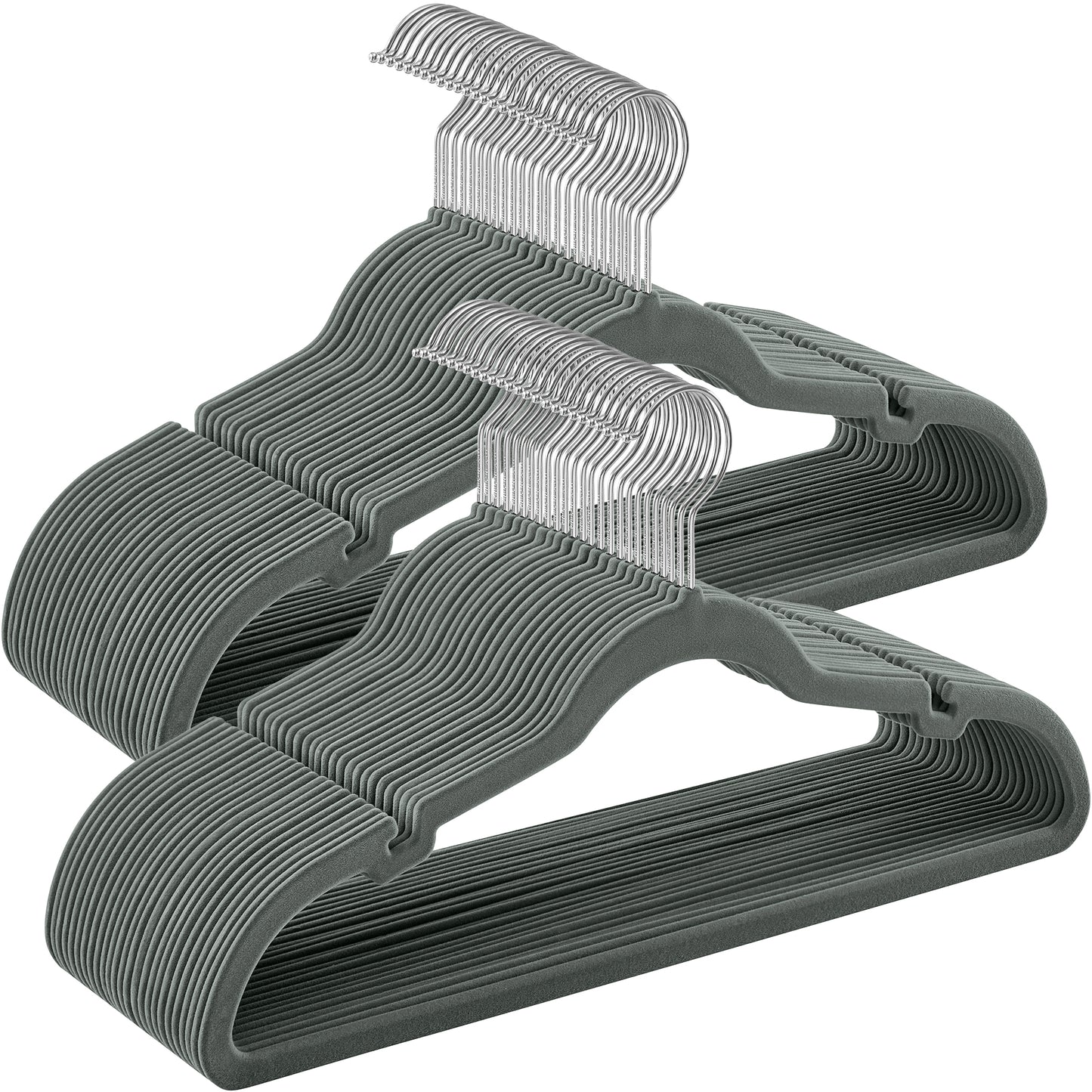 50 Pack Velvet Hangers Non-Slip Clothes Hangers Suit Hangers with 360° Swivel Hook Space-Saving Gray
