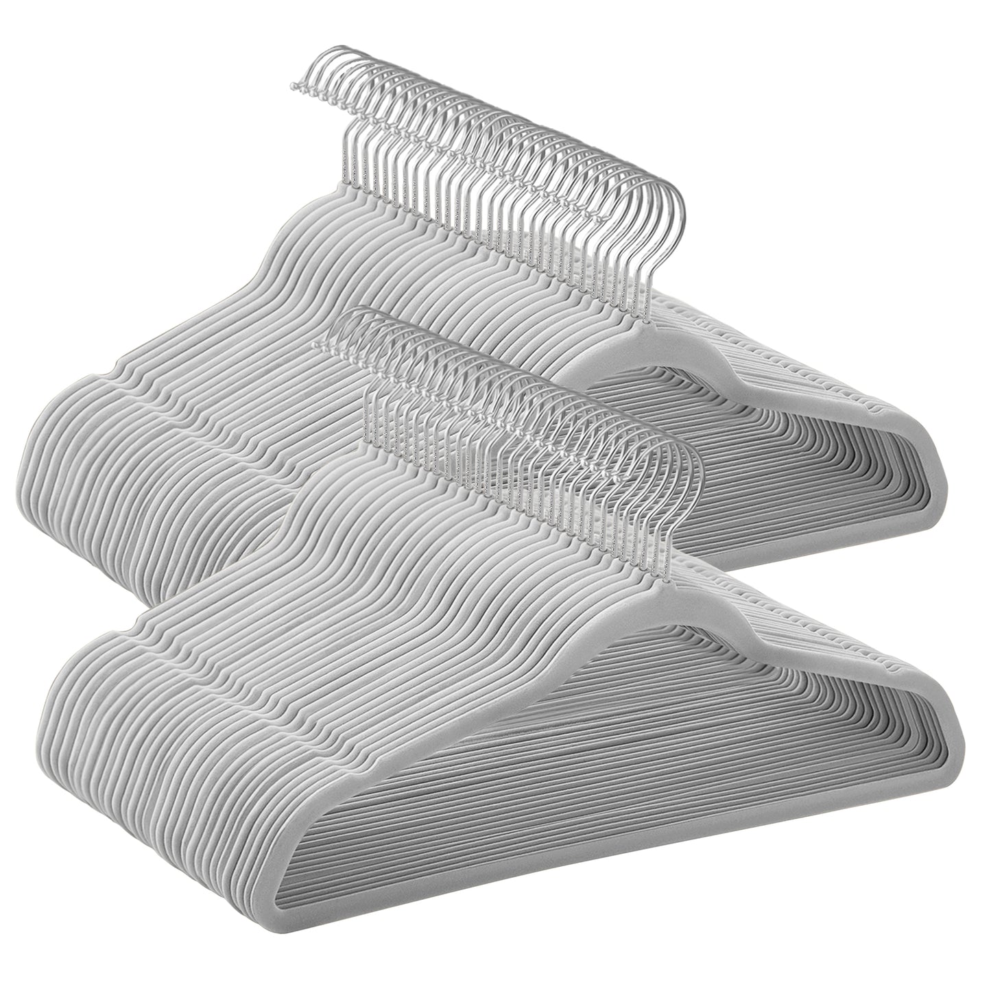 Velvet Hangers 60 Pack, Non-Slip Clothes Hangers with Silver-Colored Swivel Hooks, Slim Space-Saving for Closet, Heavy-Duty, Black