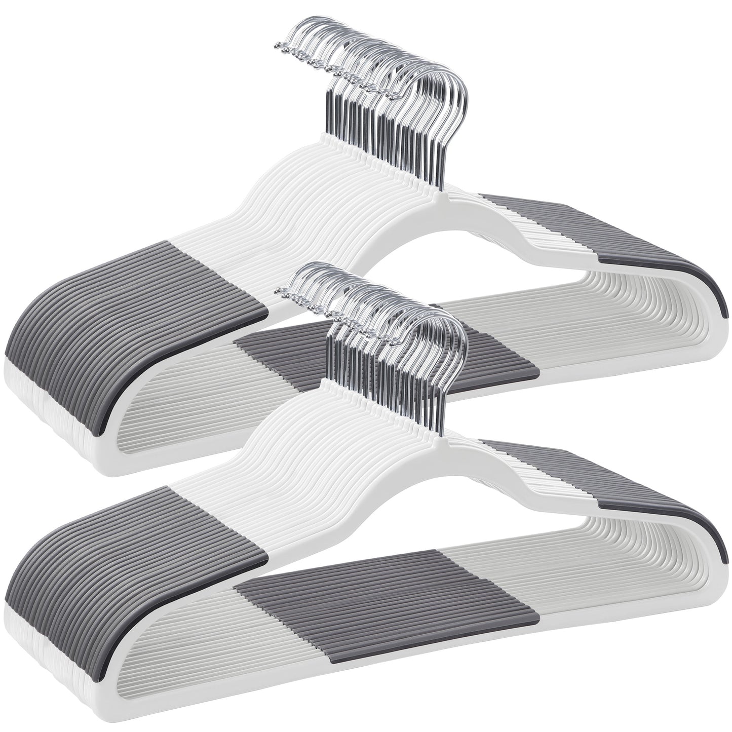 SONGMICS 50 Pack Clothes Hangers Plastic Coat Hangers Space-Saving 360° Swivel Hook Cloud White and Dark Gray