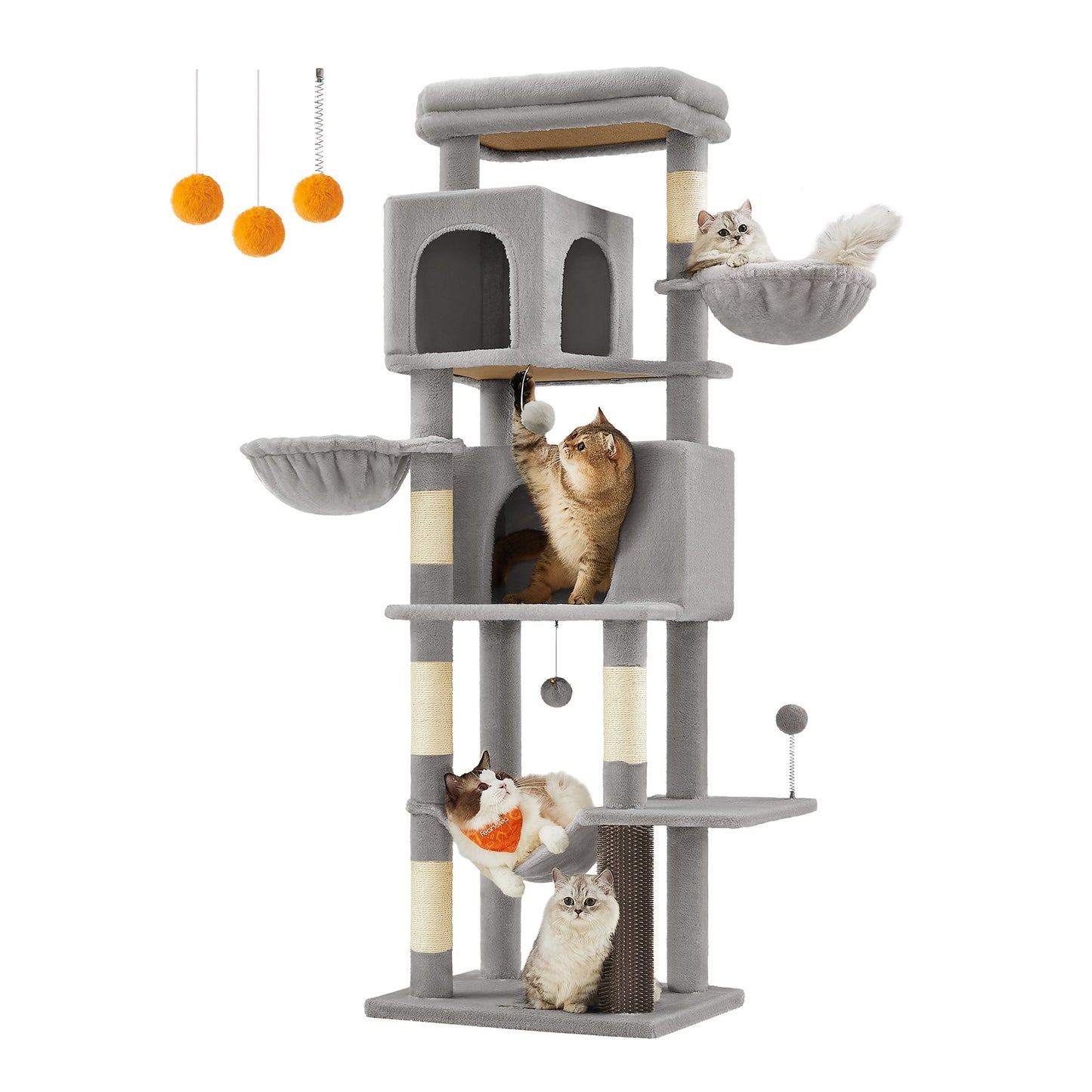 Feandrea 69 Inch Tall Cat Tree Tower for Indoor Cats, Multi-Level Cat Condo