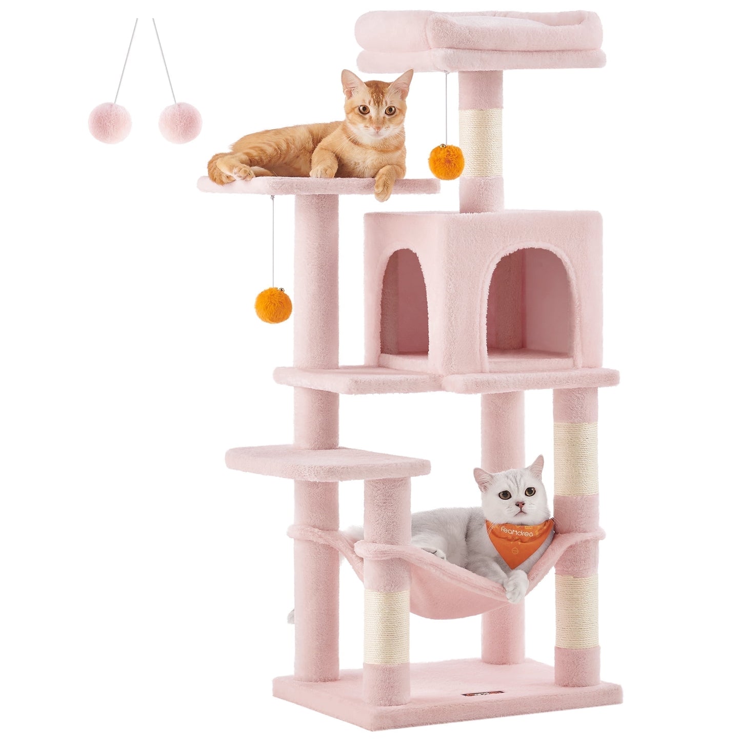 Feandrea Cat Tree, 44.1  Cat Tower for Indoor  Cats, Multi-Level Cat Condo Jelly Pink