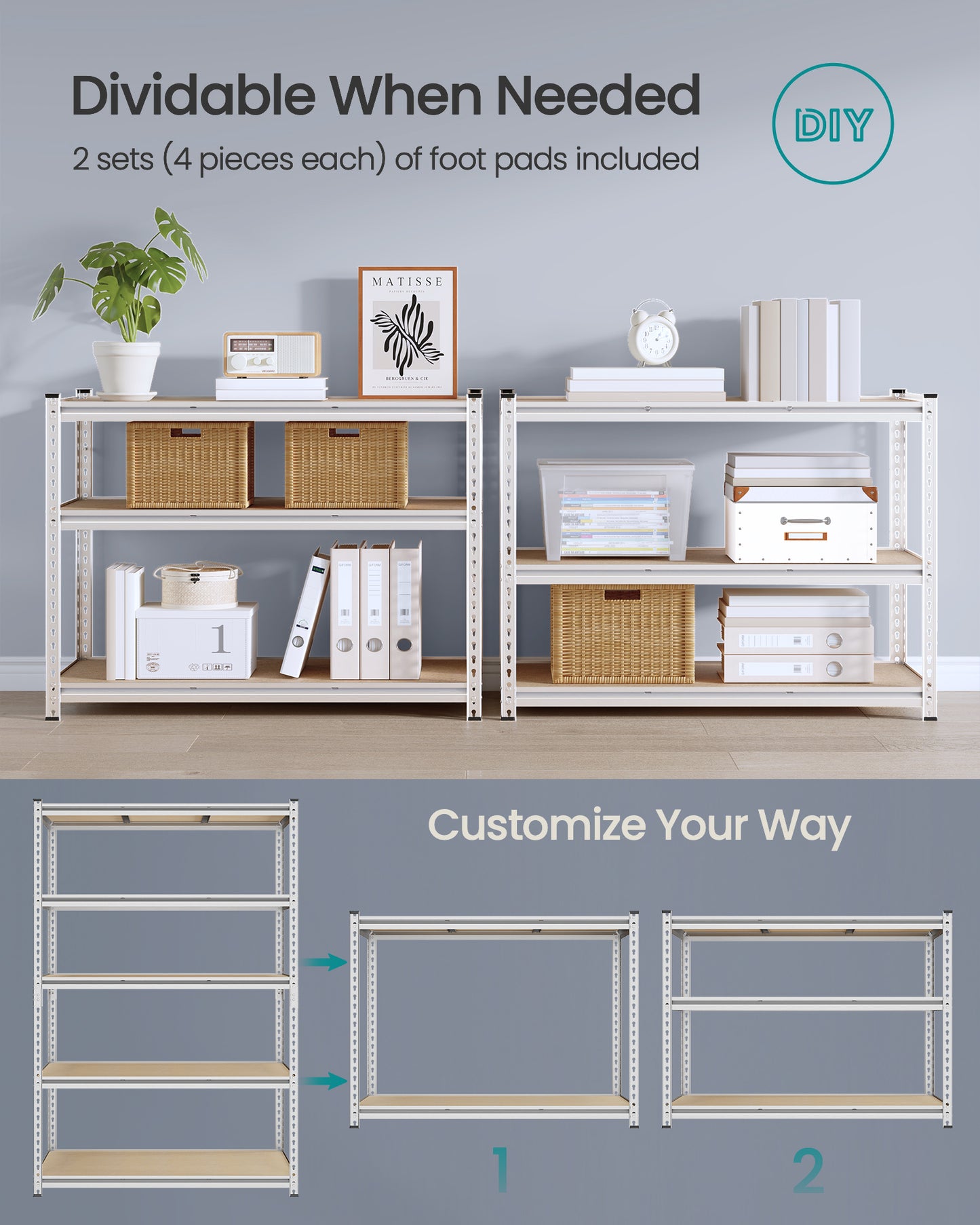 SONGMICS 5-Tier Utility Shelves Silver