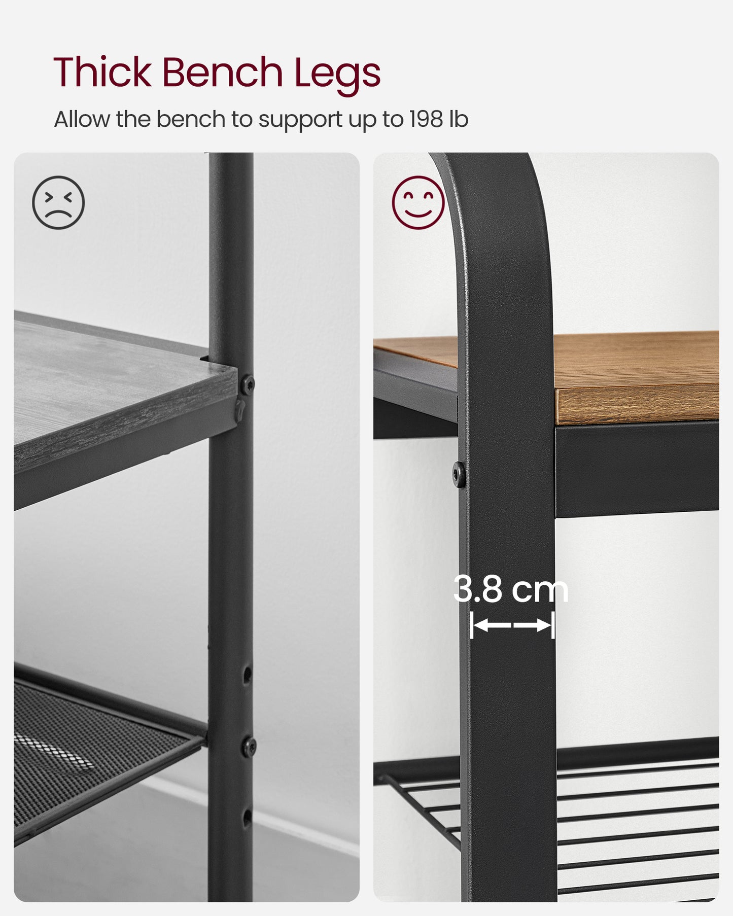 Coat Rack, Hall Tree with Shoe Bench for Entryway, Entryway Bench with Coat Rack, 4-in-1, with 9 Removable Hooks, a Hanging Rod, 13.3 x 28.3 x 72.1 Inches, Rustic Walnut and Black