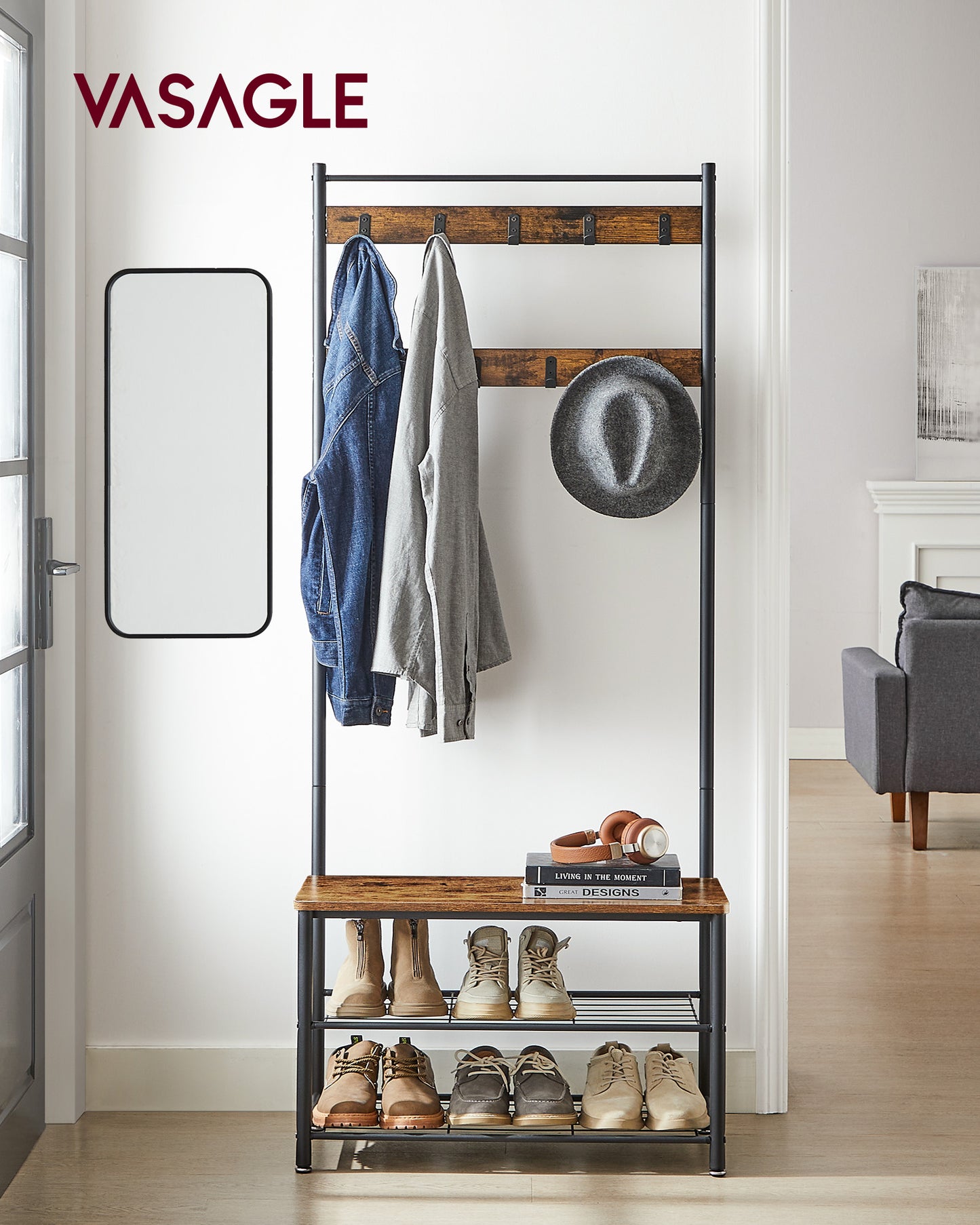 Coat Rack Hall Tree with Shoe Storage Bench Entryway Bench with Shoe Storage for Entryway