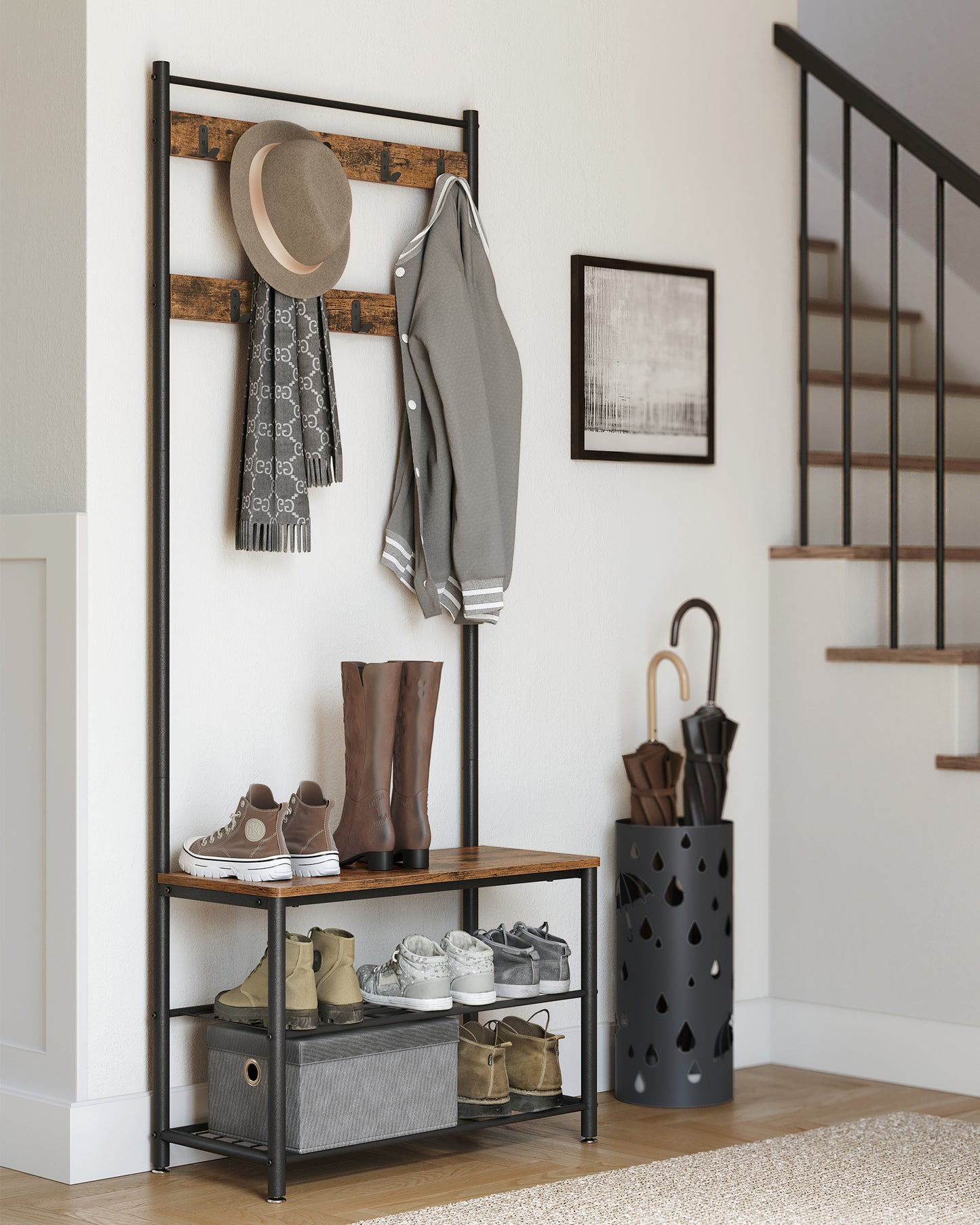 Coat Rack Hall Tree with Shoe Storage Bench Entryway Bench with Shoe Storage for Entryway