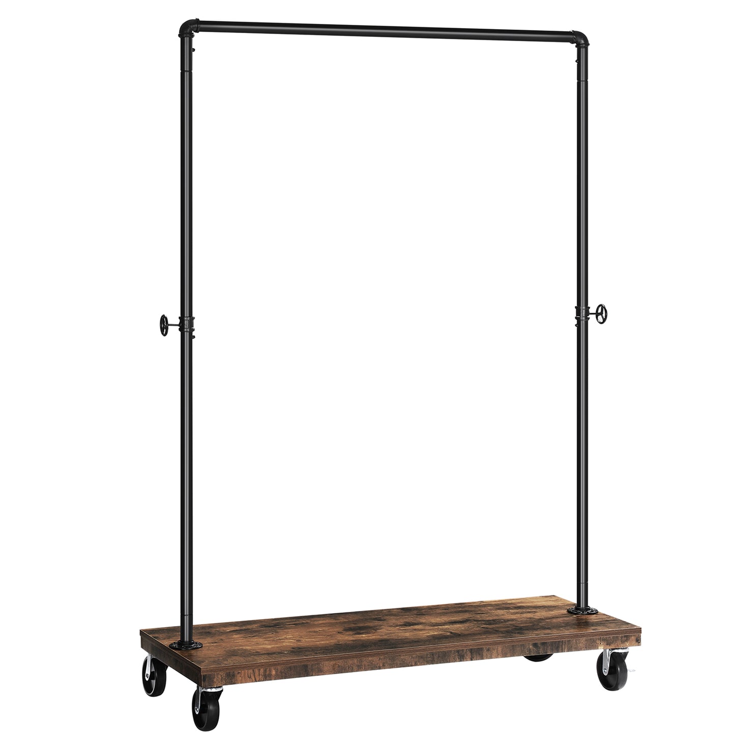 Clothes Rack, Heavy Duty Clothing Rack, Industrial Pipe Style Rolling Garment Rack with Shelf, for Bedroom, Laundry Room, Retail Store, Rustic Brown and Black