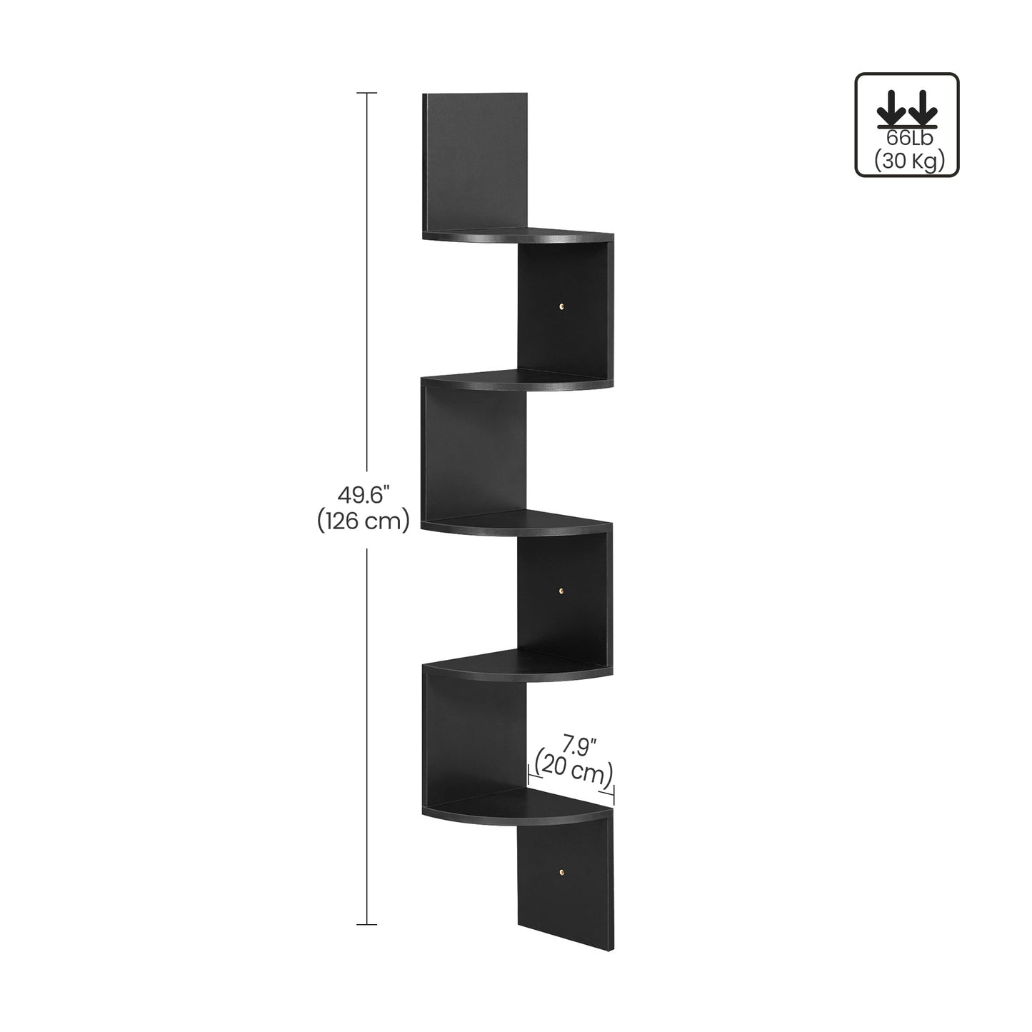 VASAGLE Corner Shelf, 5-Tier Floating Wall Shelf Black