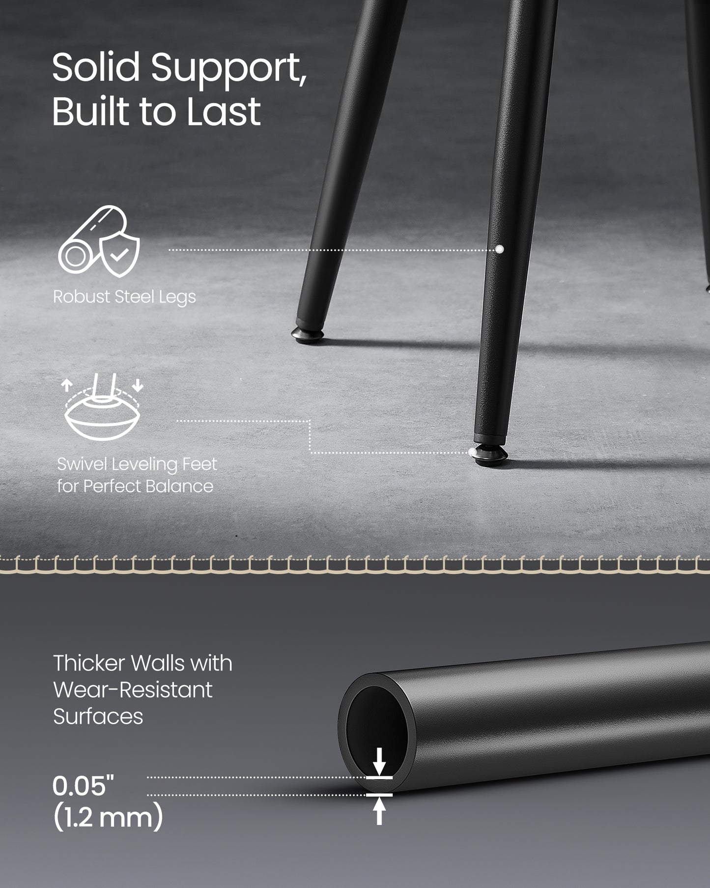 Bar Stools Set of 2, Bar Height Bar Stools, Kitchen Counter Stools, Mid-Century Modern Backless Counter Stools, 30-Inch Tall, Kitchen Island Home Bar, Ink Black