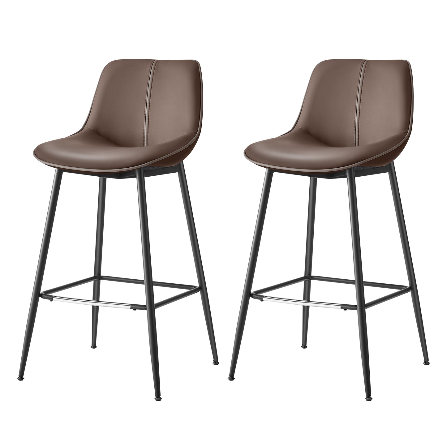 VASAGLE 2 Pack Bar Stools, Bar Height Bar Stools with Back, Ergonomic Backrest, Synthetic Leather, Metal Legs, 28.7-Inch Tall Stools for Kitchen Island Home Bar, Coffee Brown