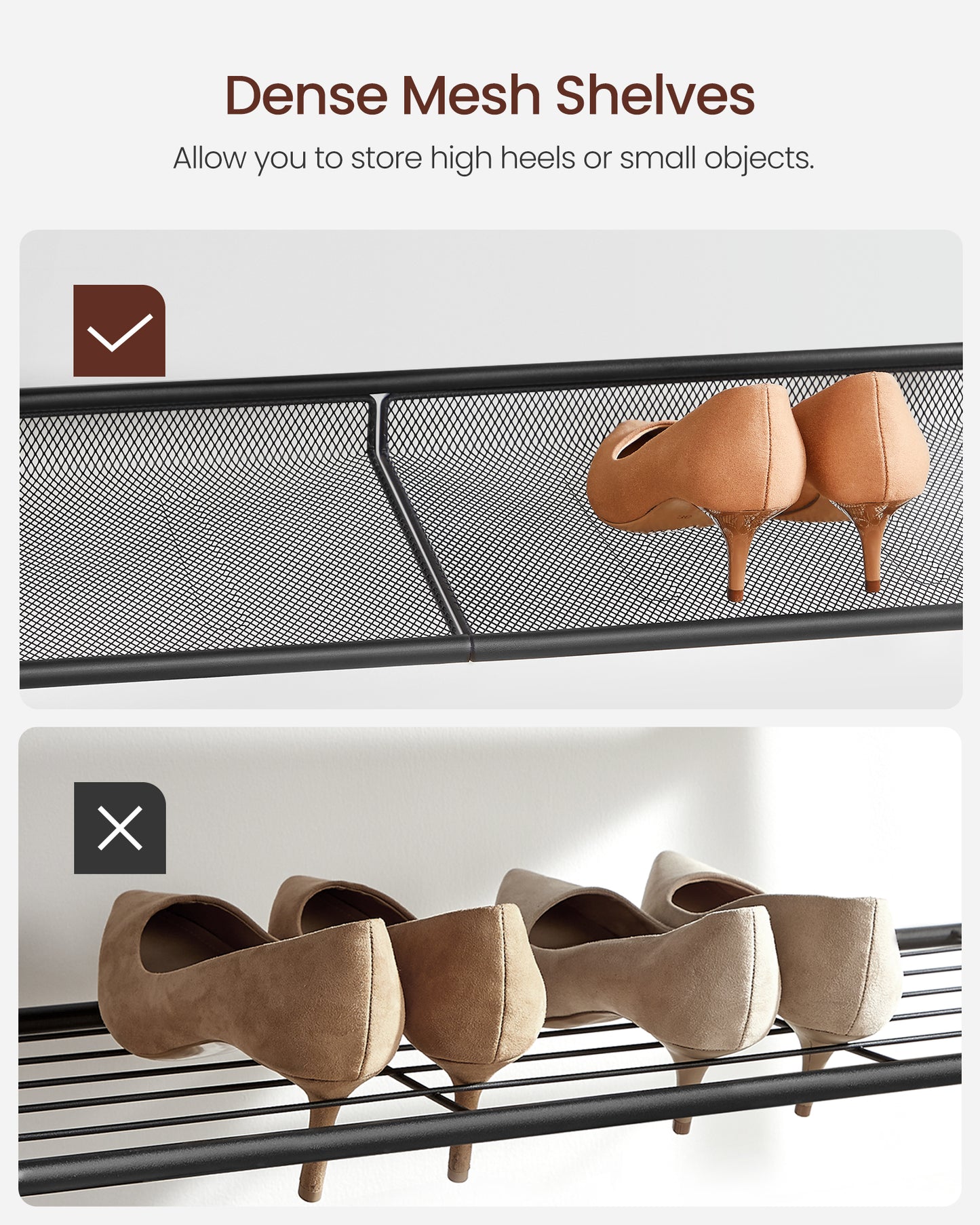 VASAGLE 5 Tier Shoe Rack for Entryway - Industrial Style Shoe Storage Organizer for 16-20 Pairs - Sturdy Wooden Top, Steel Frame - Rustic Brown/Black