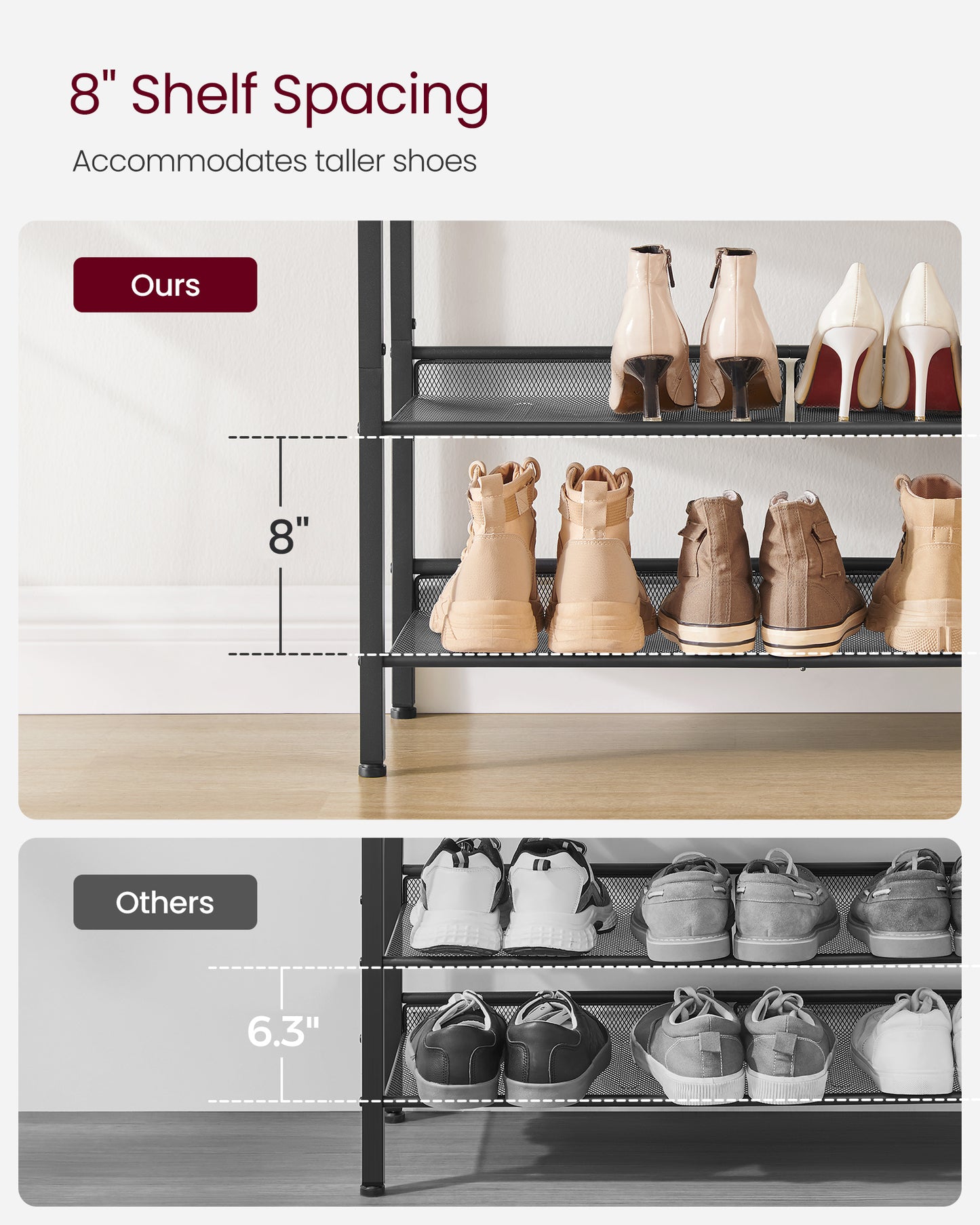 Shoe Rack, 5-Tier Shoe Storage Organizer, for Entryway, decorative shoe rack