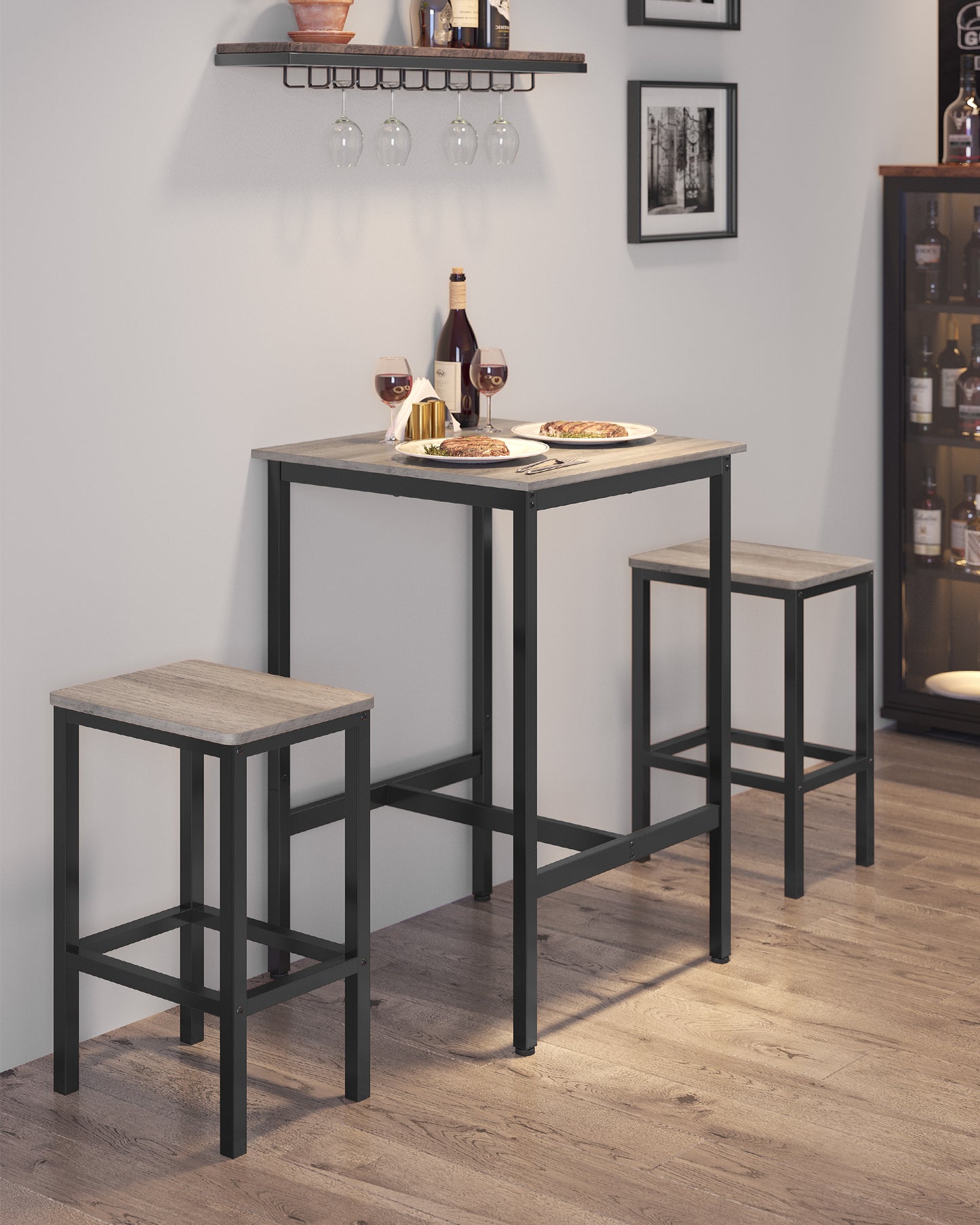 Bar Table Small Kitchen Table High Top Pub Table for Dining Kiichen Room Study Greige and Black