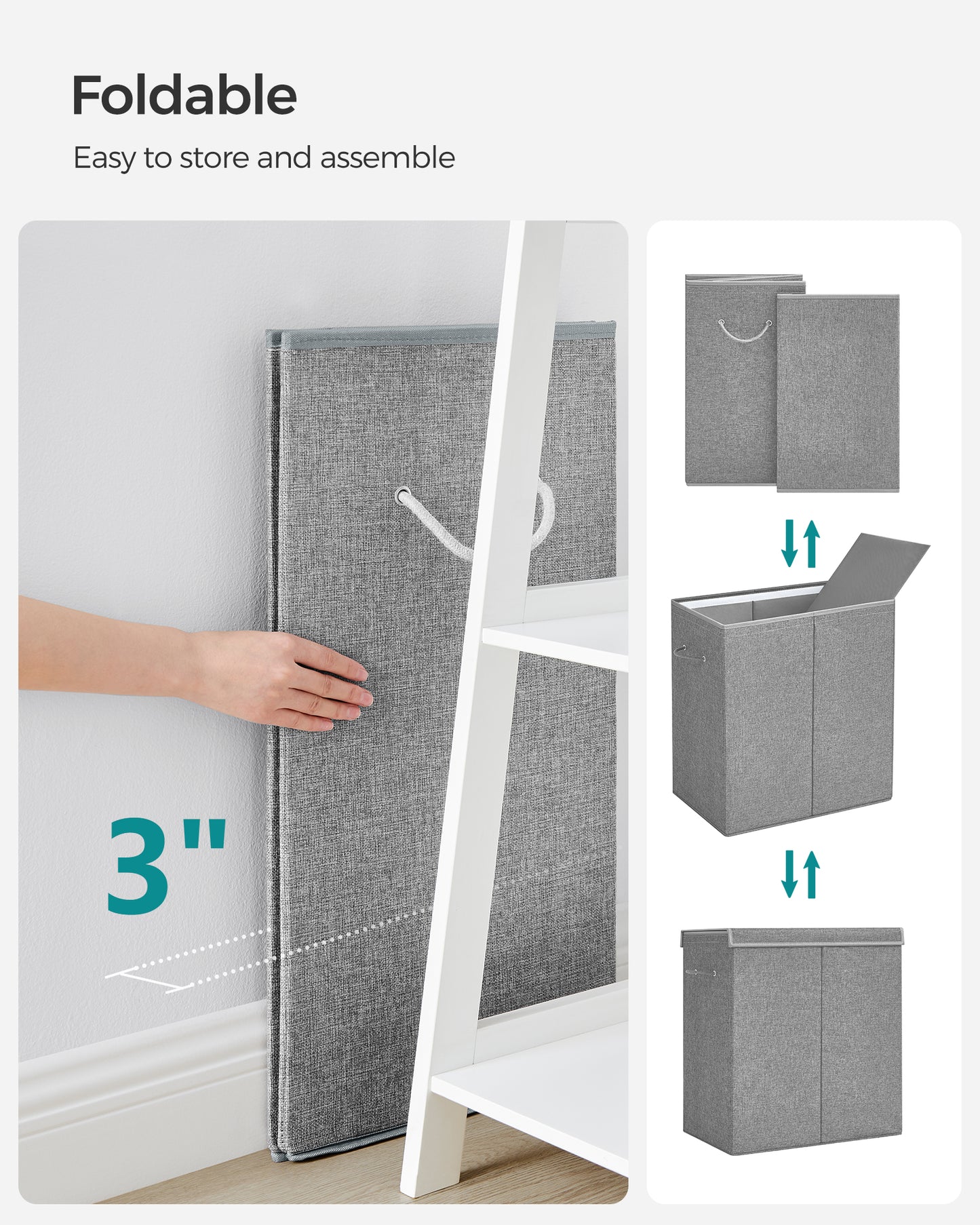 Sturdy Double Laundry Hamper Organizer with Lid Removable Fabric Bag 142L Large Clothes Hamper Laundry Bin for Closet Laundry Room Bathroom Gray