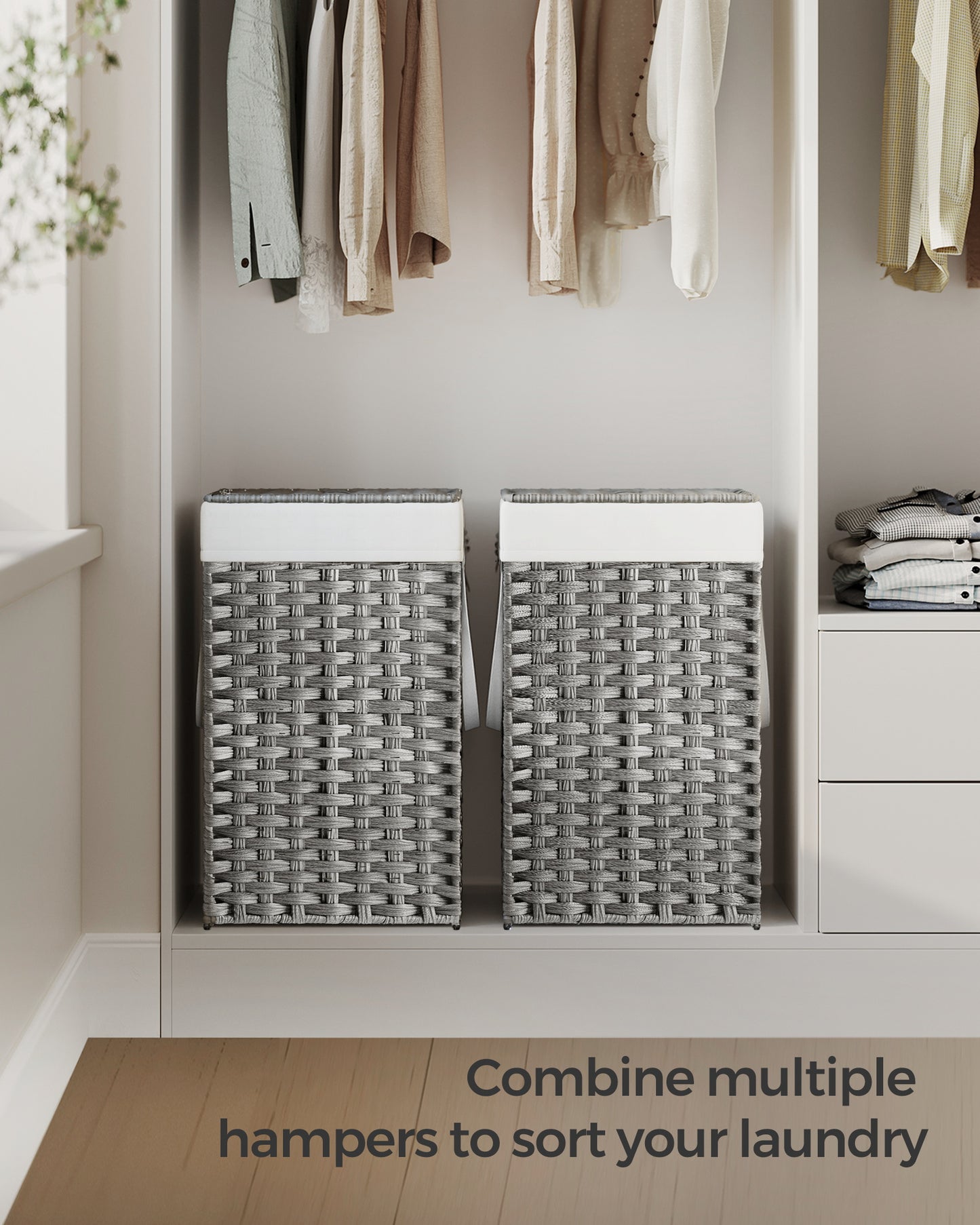 65L Laundry Hamper with Lid Folding Laundry Basket Clothes Hamper with Removable Liner for Laundry Room Gray