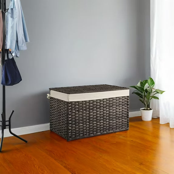LEDREM Woven Storage Basket with Lid, 42.3 Gallon (160L) Foldable Laundry Bin, Removable Liner & Metal Frame, Handles for Easy Carry, Waterproof & Ventilated, Ideal , Brown (No ratings yet)