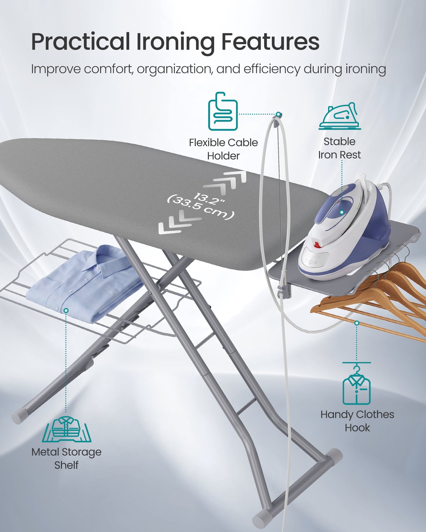 SONGMICS Foldable 2-Level Clothes Drying Rack with Adjustable Height Wings, 33 Drying Rails, and Sock Clips, Free-Standing Laundry Rack Clothes Dryer.
