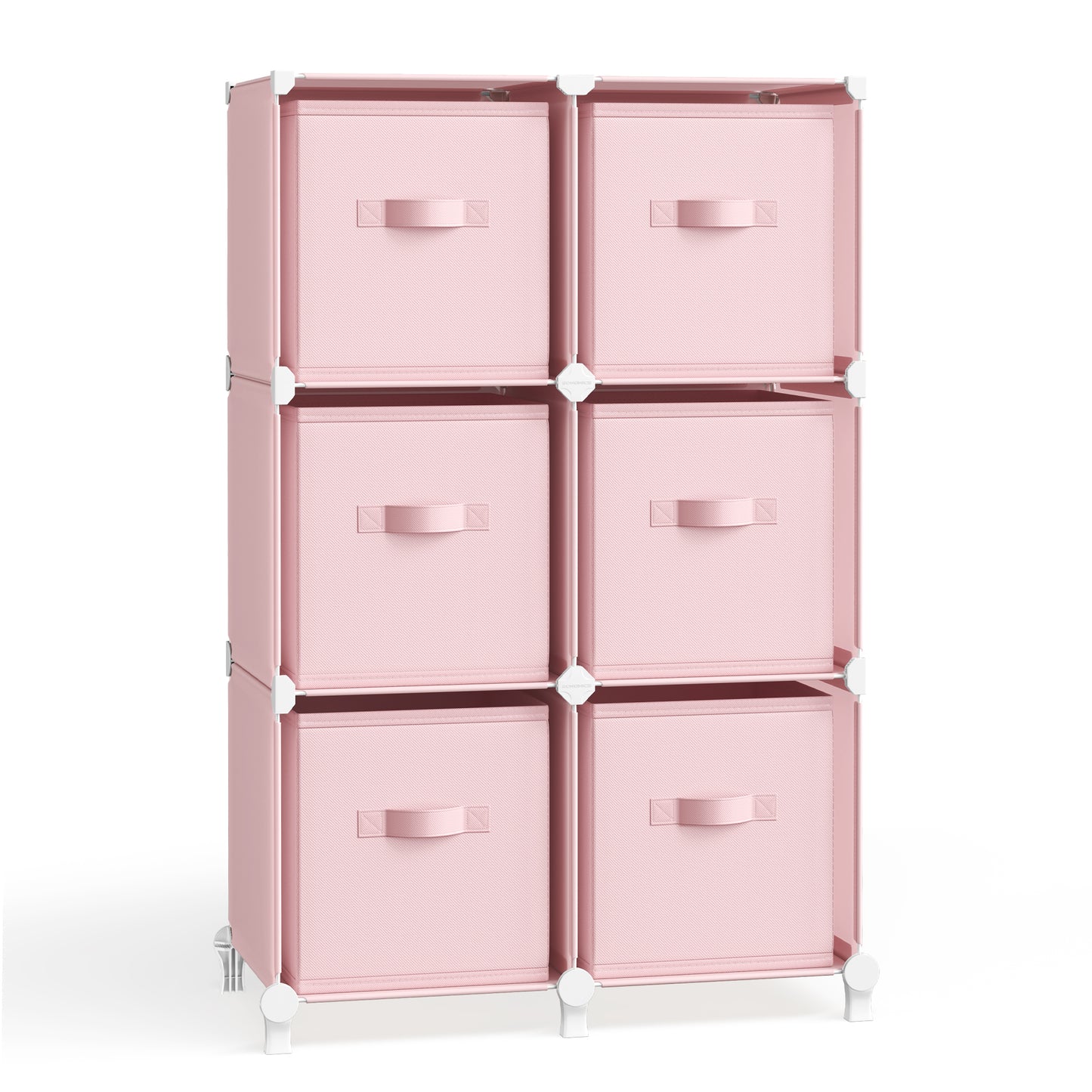 Cube Storage Organizer with Storage Boxes, Set of 6-Cube Organizer, 6 Collapsible Non-Woven Fabric Bins, Customizable, Space-Saving, Bedroom, Jelly Pink