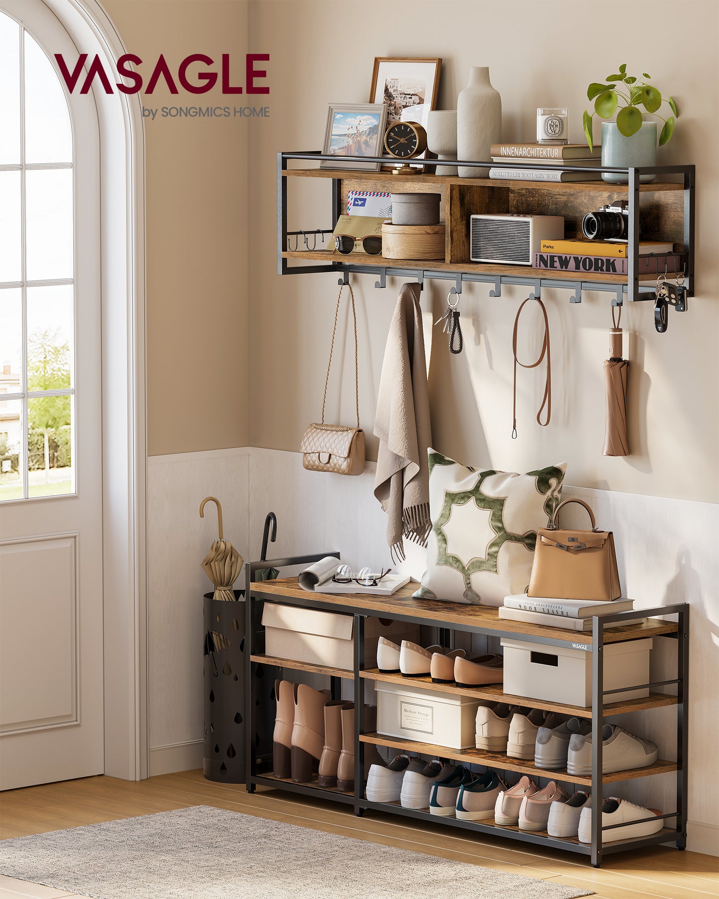 Multifunctional Hall Tree with Shoe Bench and Coat Rack - Entryway Furniture Set for Organization and Style