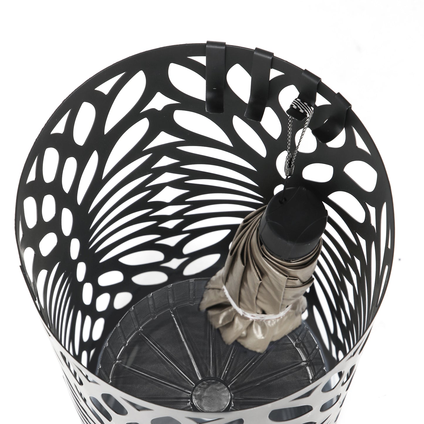 SONGMICS Umbrella Stand, Umbrella Holder, Steel Round Umbrella Rack Organizer Freestanding, for Canes Walking Sticks, Black