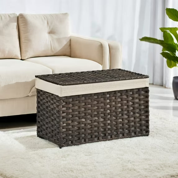Laundry Sorter with Lid 17.2 Gallon Clothes Storage Bin Woven Blanket Laundry Basket with Handles, Foldable, Removable Liner, Metal Frame