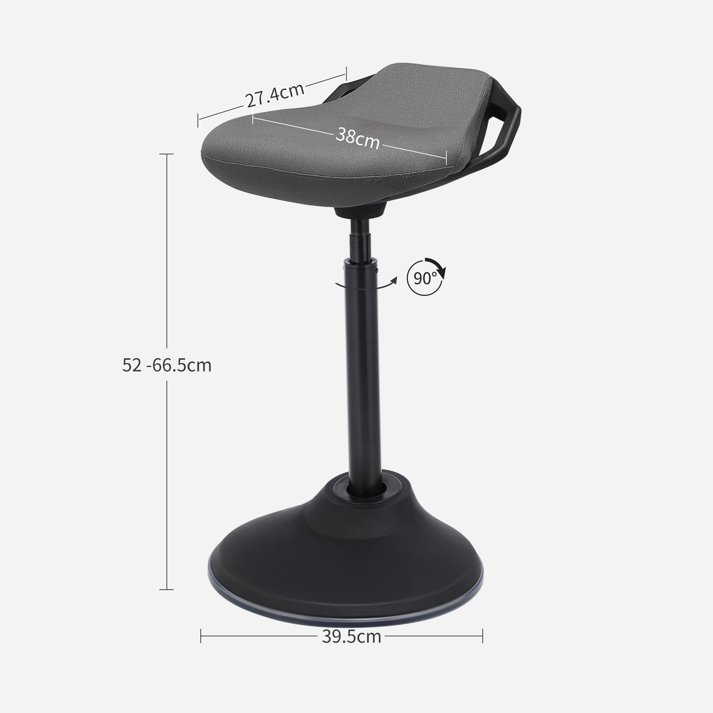 Standing Desk Chair, Adjustable Ergonomic Wobble Stool, 23.6-33.3 Inches Drafting Chair, Swivel Sitting Balance Stool, Fabric Upholstery, Anti-Slip Bottom Pad, Slate Gray