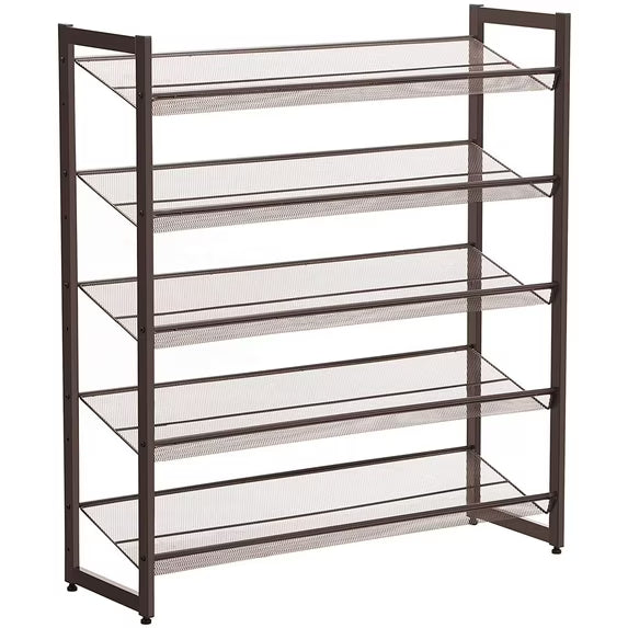SONGMICS 5-Tier Metal Shoe Rack, Shoe Organizer, Bronze