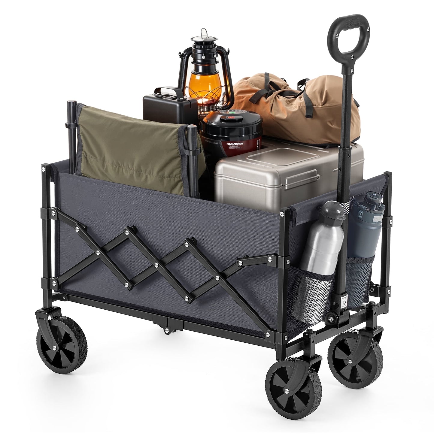 SONGMICS Folding Wagon, Portable Wagon Collapsible with Wheels, Utility Pull Wagon