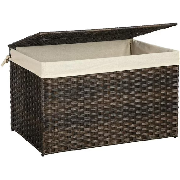 SONGMICS Storage Box with Cotton Liner, Rattan-Style Storage Basket