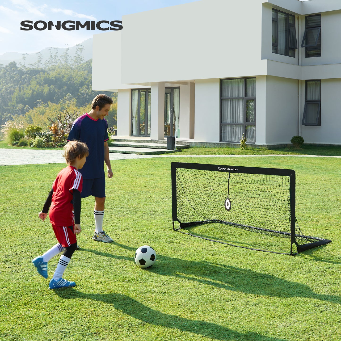 72"×35.8" Soccer Goal with Target, Portable Football Net for Backyard Training, Durable Frame & Net for Shooting Practice