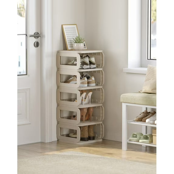 Shoe Rack, Shoe Organizer, 6 Shelves, Shoe Storage, Narrow Shoe Shelf, Open Shelf for Entryway, Living Room, Space-Saving, Cappuccino Beige