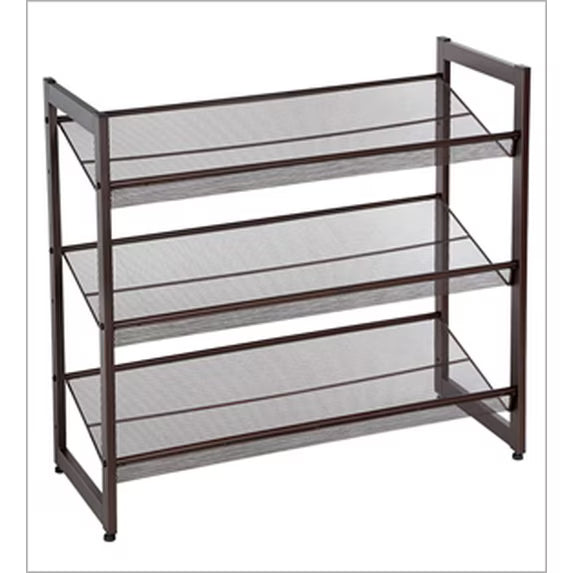 Shoe Rack Storage, Metal Shoe Organizer Stand for Garage, Entryway, Set of 2 3-Tier Stackable Shoe Rack Shelf, with Adjustable Flat or Angled Shelves