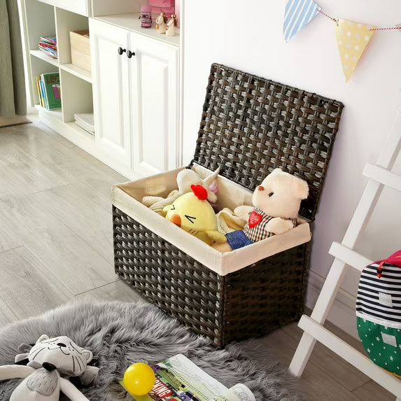 Storage Chest with Lid, with Cotton Liner and Metal Frame