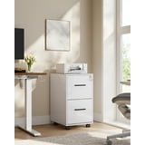 File Cabinet, 17.7''Dx 14.4''W Office Filing Cabinet with Lock, Pre-Assembled Except Wheels and Handles, White