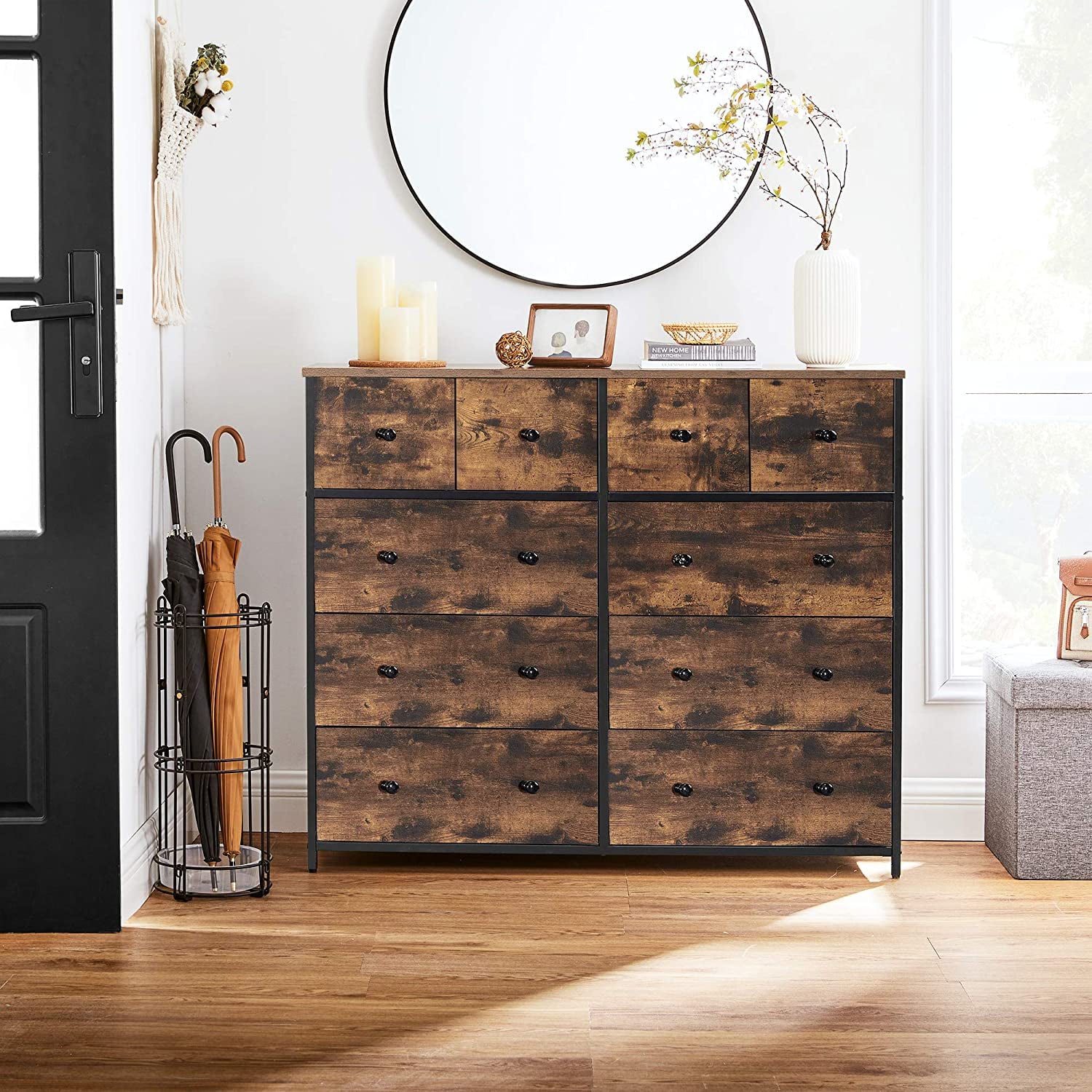 SONGMICS Industrial Wide Dresser, Storage Tower, Rustic Brown and Blac –  Songmics Home