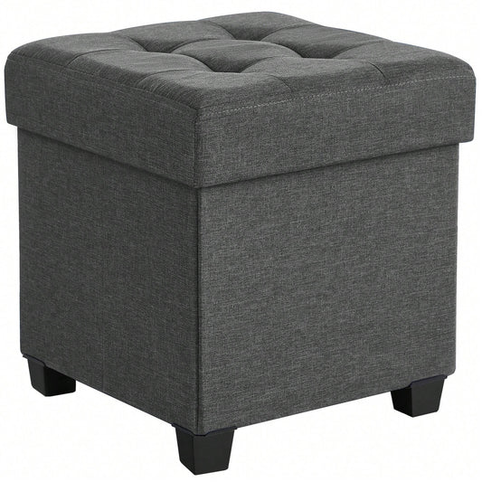 SONGMICS 15 Inches Cube Storage Ottoman, Bedroom Bench with Storage, Foot Stool with Feet, Holds Up to 660 lb