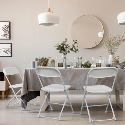 SONGMICS HOME Folding Chairs, 6 Pack Plastic Dining Chair for Outdoor Event, White