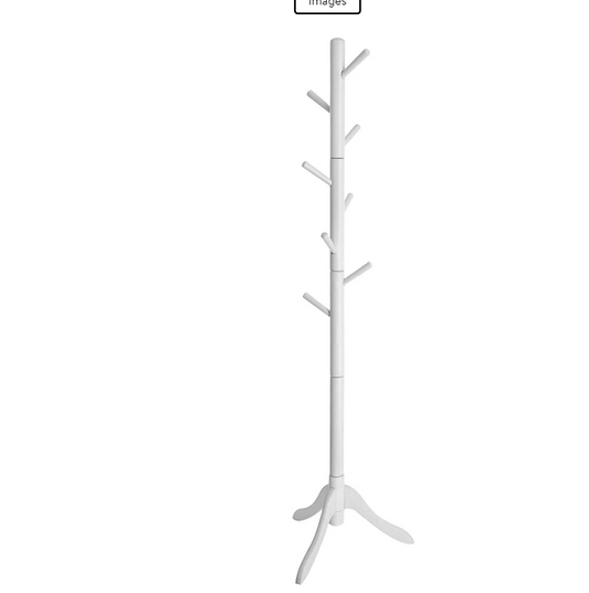 VASAGLE Coat Rack, Coat Stand, Coat Tree with 8 Hooks, White