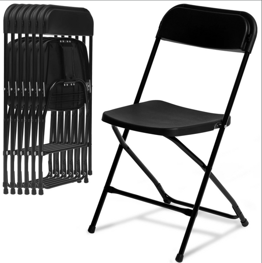 SONGMICS HOME Folding Chairs, 6 Pack Plastic Dining Chair for Outdoor Event, Black