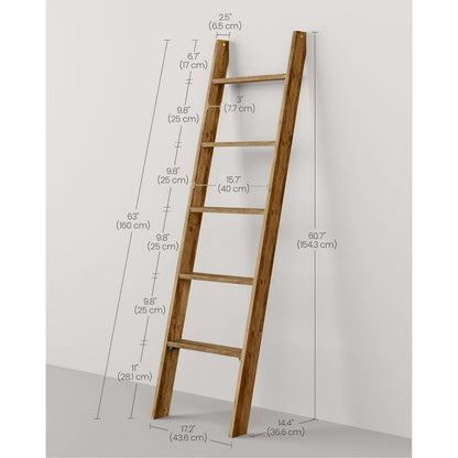 Blanket Ladder Decorative Farmhouse for The Living Room, 5-Tier Ladder Shelf, Ladder Rack for Storage and Decor