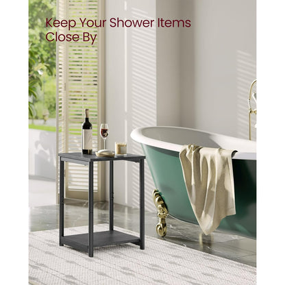 Side Tables Set of 2 Small End Table Nightstand for Living Room Bedroom Rectangle Misty Gray and Classic Black